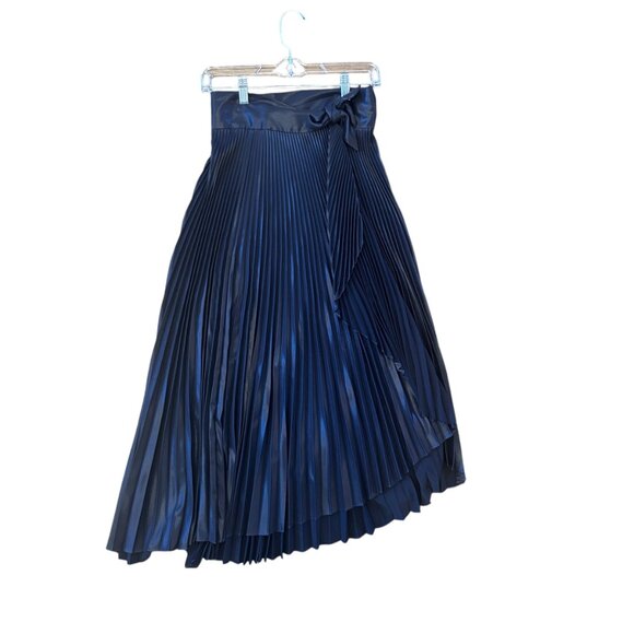 A.L.C. Eleanor Pleated High-Waist Midi Skirt in Midnight Colorway Size 2 - Picture 2 of 11